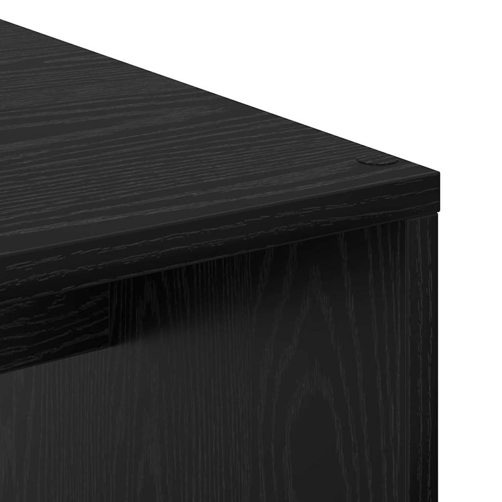 Bureau met plank Zwart Eiken 102 x 50 x 124 cm Bewerkt hout
