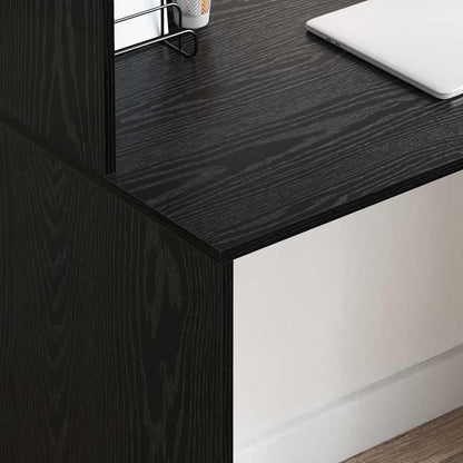 Bureau met plank Zwart Eiken 102 x 50 x 124 cm Bewerkt hout