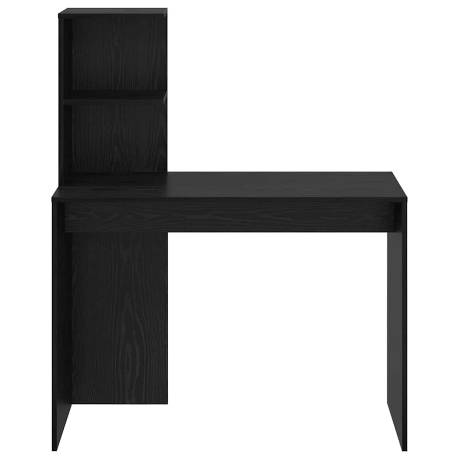 Bureau met plank Zwart Eiken 102 x 50 x 124 cm Bewerkt hout