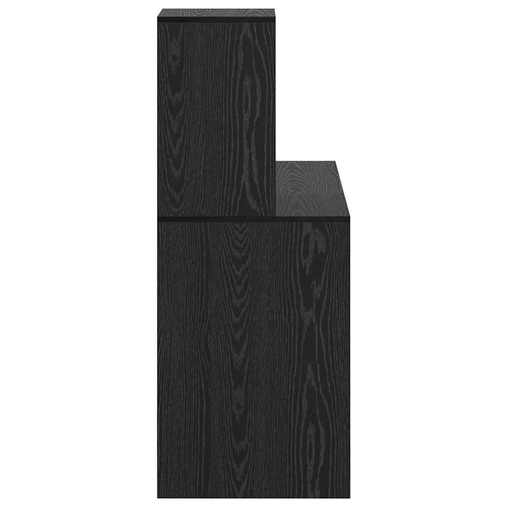 Bureau met plank Zwart Eiken 102 x 50 x 124 cm Bewerkt hout