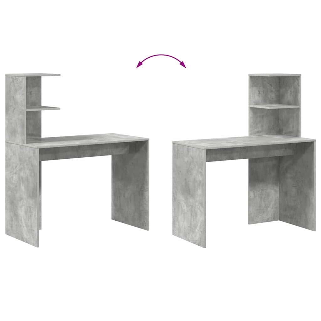 Bureau met plank Beton Grijs 102 x 50 x 124 cm Bewerkt hout