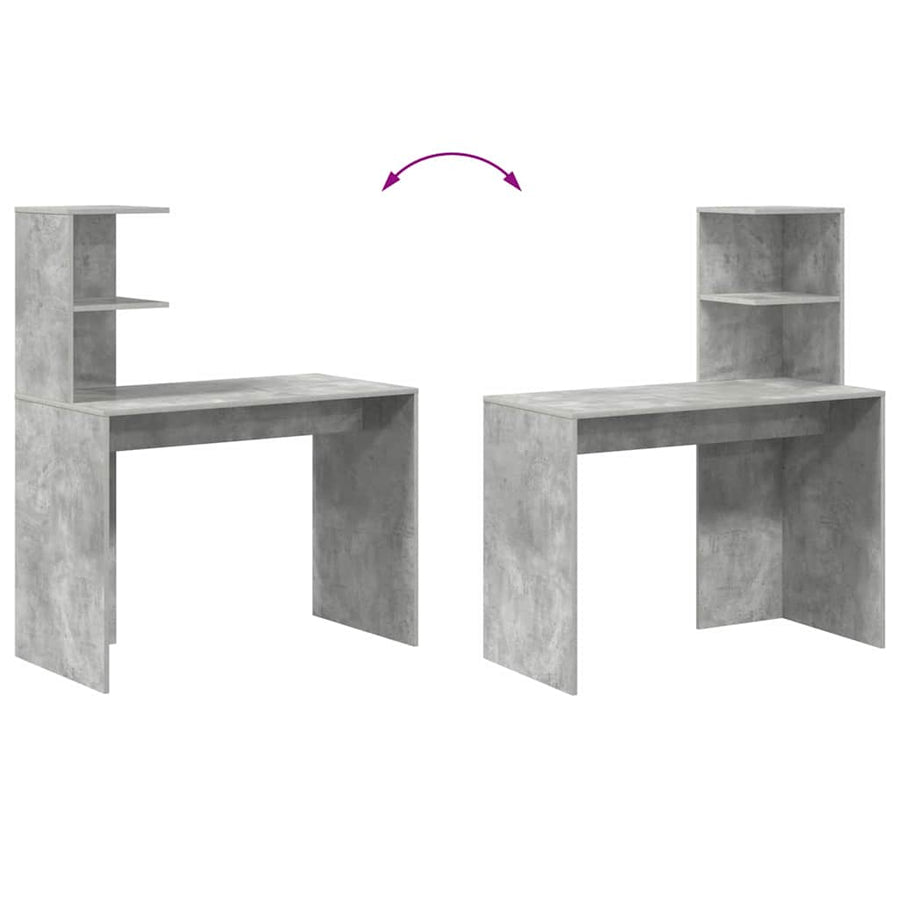 Bureau met plank Beton Grijs 102 x 50 x 124 cm Bewerkt hout