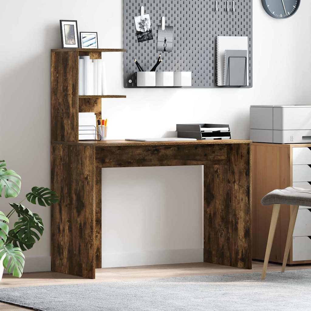Bureau met plank Gerookt eiken 102 x 50 x 124 cm Bewerkt hout