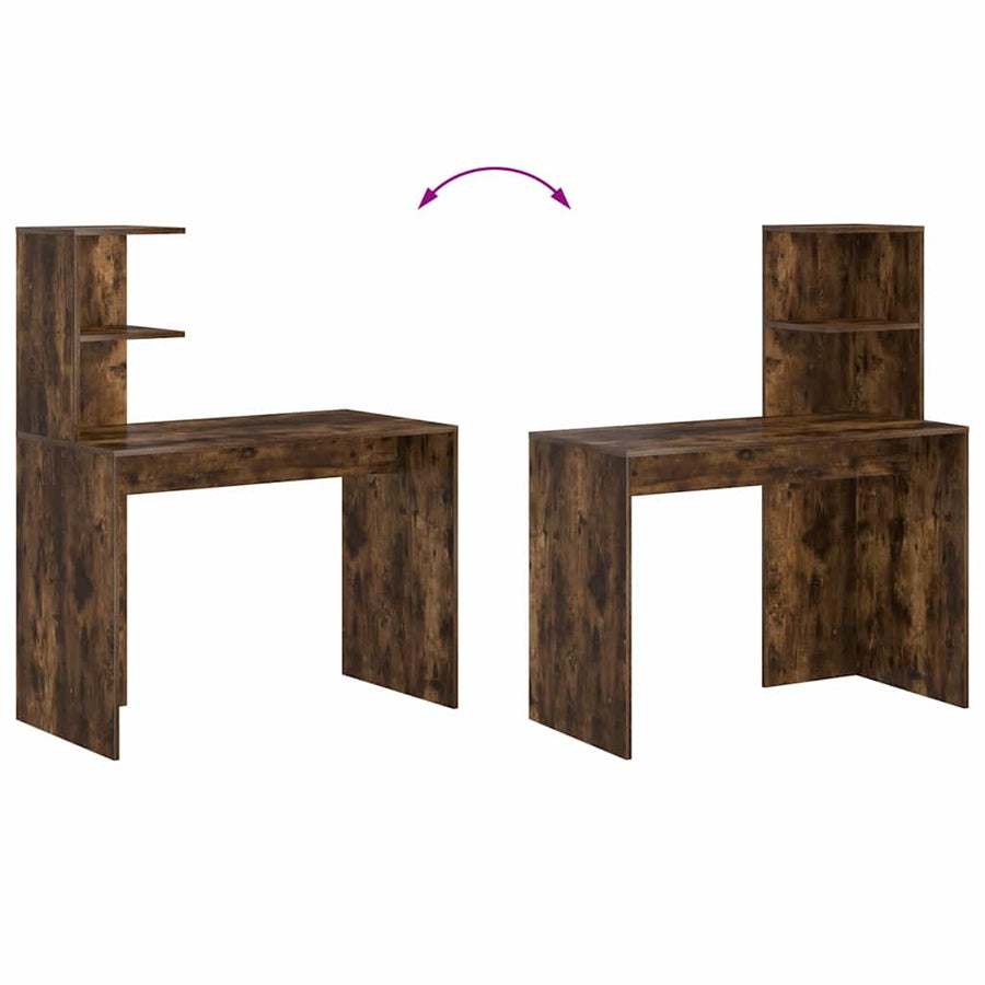 Bureau met plank Gerookt eiken 102 x 50 x 124 cm Bewerkt hout