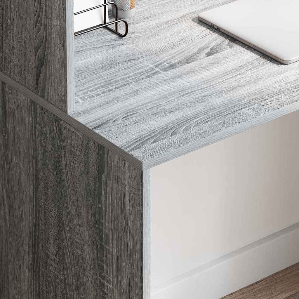Bureau met plank Grijs Sonoma 102 x 50 x 124 cm Bewerkt hout