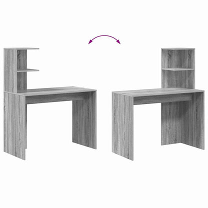Bureau met plank Grijs Sonoma 102 x 50 x 124 cm Bewerkt hout
