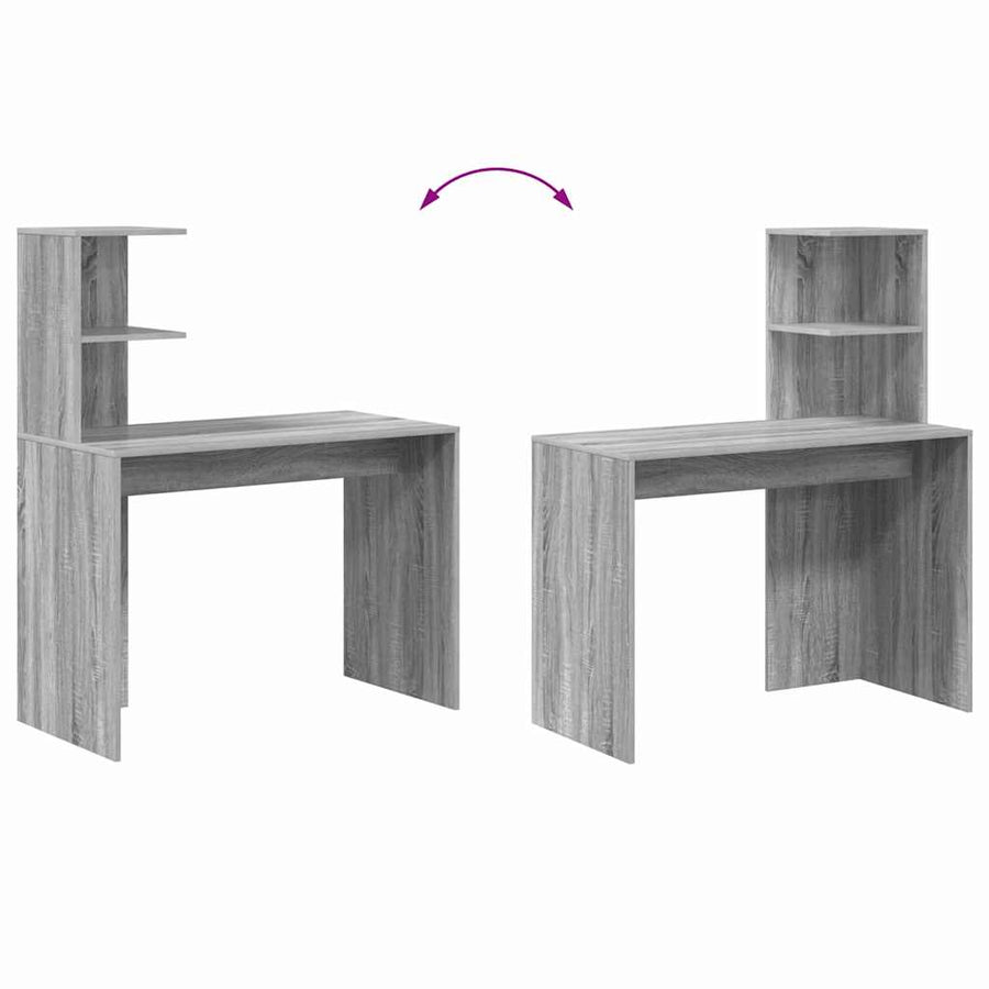 Bureau met plank Grijs Sonoma 102 x 50 x 124 cm Bewerkt hout