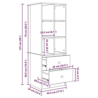 Hoge kast met lade Wit 45,5 x 34 x 127 cm