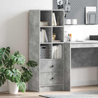 Hoge kast met lade beton grijs 45,5x34x127 cm