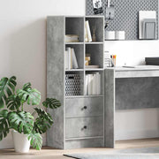 Hoge kast met lade beton grijs 45,5x34x127 cm