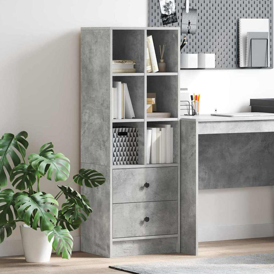 Hoge kast Betonnen Grijs 45,5x34x127 cm Gelaagd hout