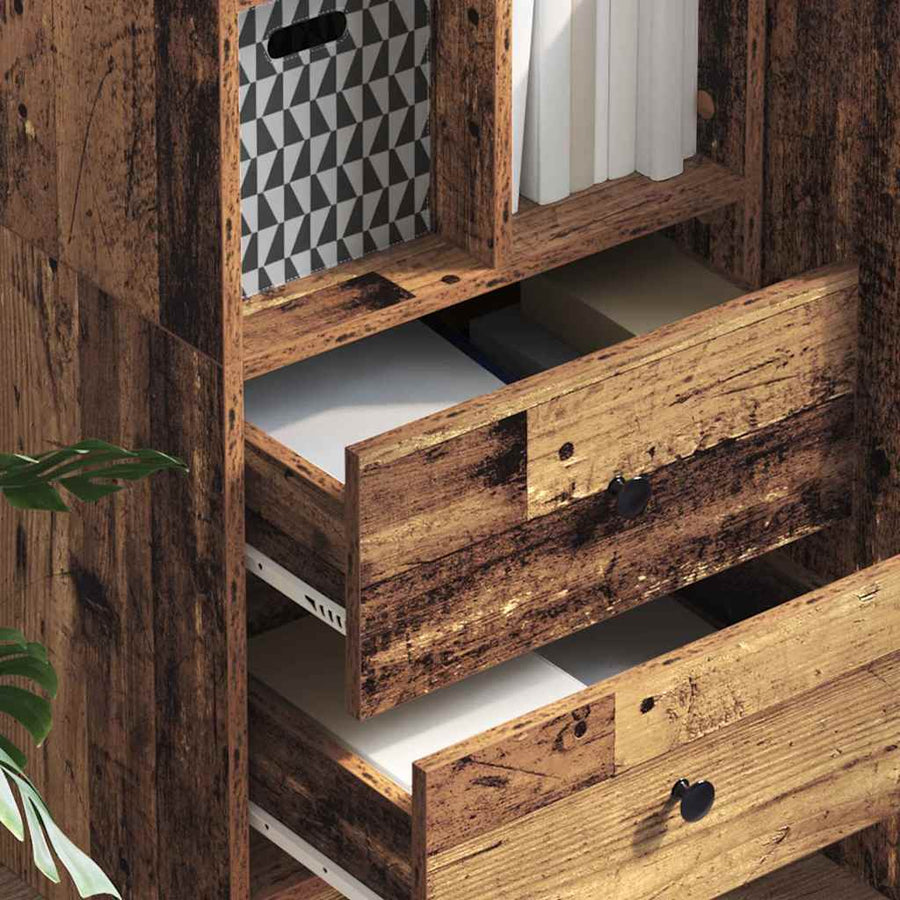Hoge kast met lade Oudhout 45,5 x 34 x 127 cm