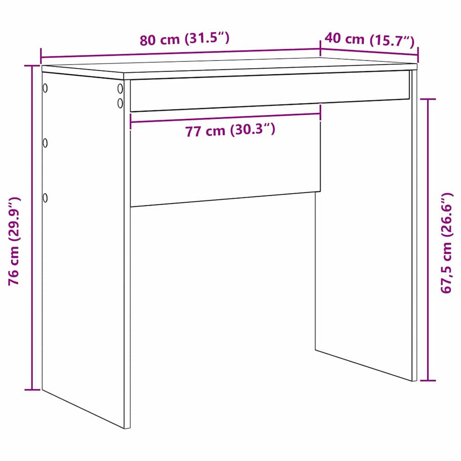 Bureau Artisan Eiken 80 x 40 x 76 cm