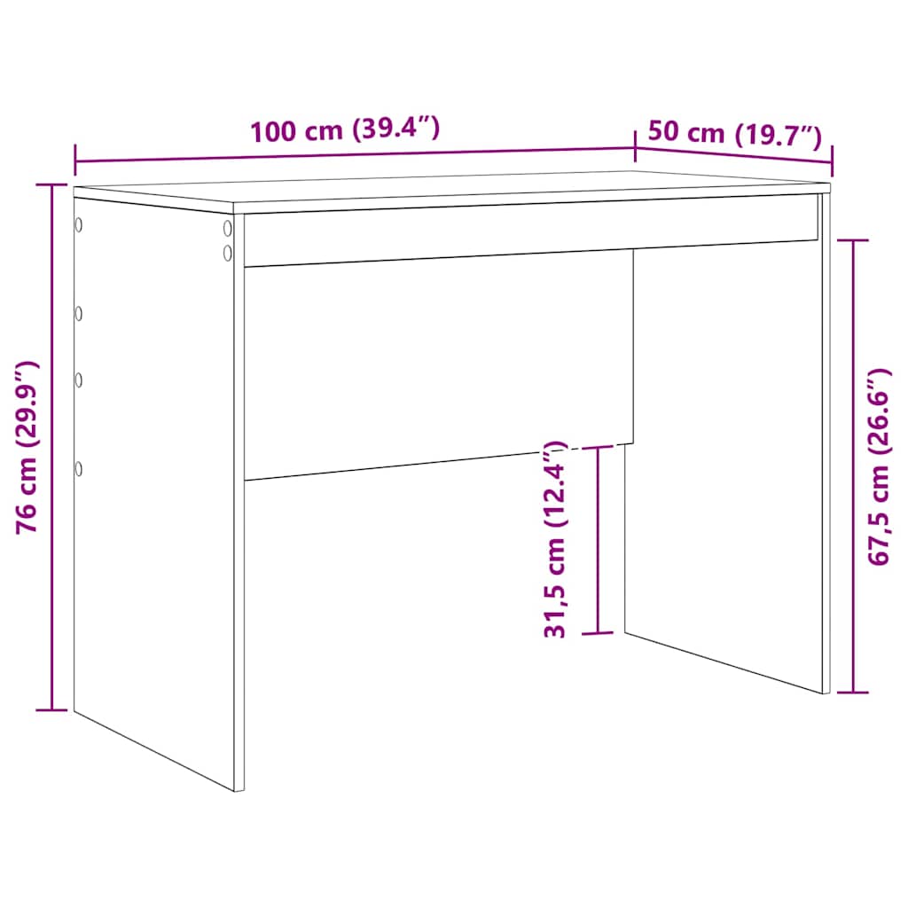 Bureau Zwart Eiken 100 x 50 x 76 cm