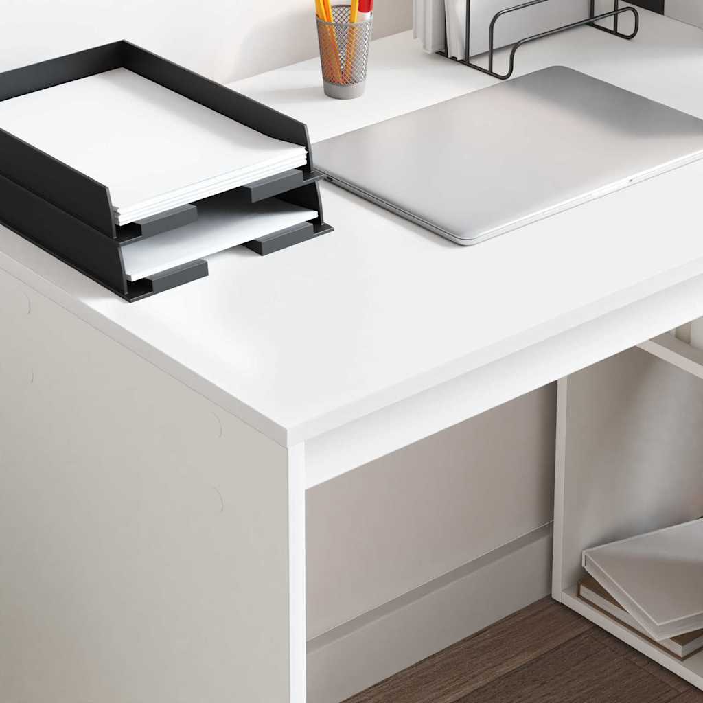 Bureau met plank Wit 108 x 55 x 103.5 cm Bewerkt hout