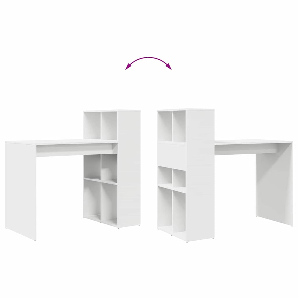 Bureau met plank Wit 108 x 55 x 103.5 cm Bewerkt hout