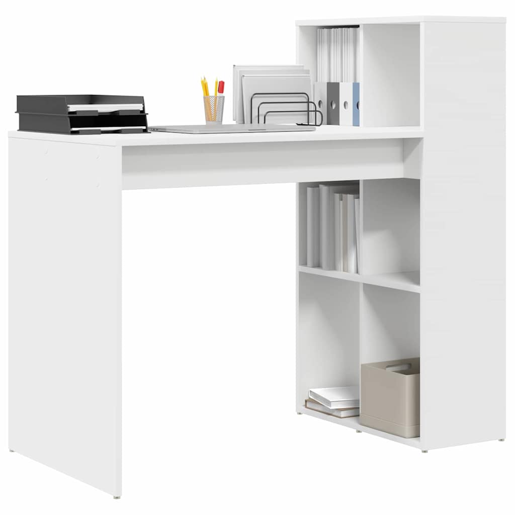Bureau met plank Wit 108 x 55 x 103.5 cm Bewerkt hout