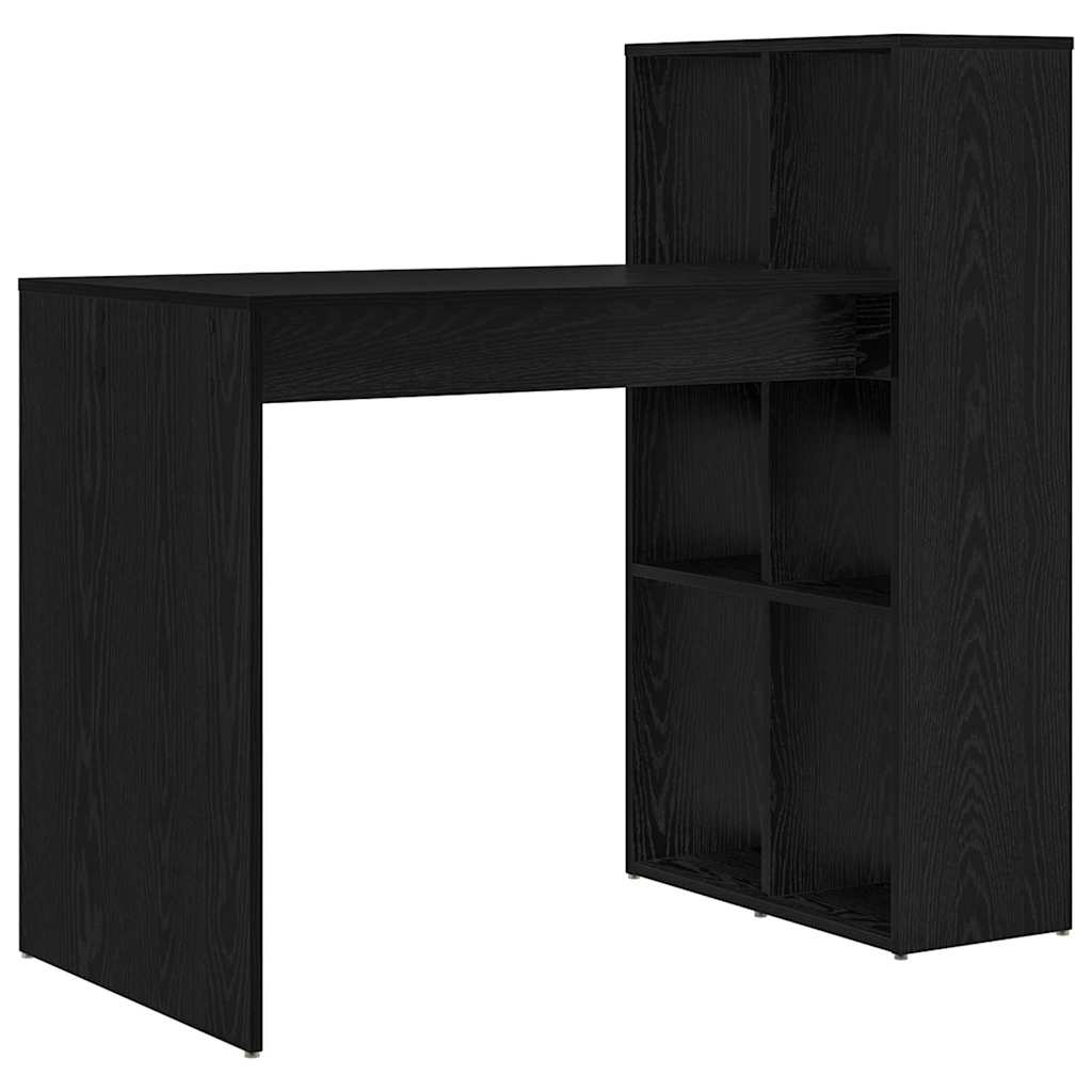 Bureau met plank Zwart Eiken 108 x 55 x 103.5 cm Bewerkt hout