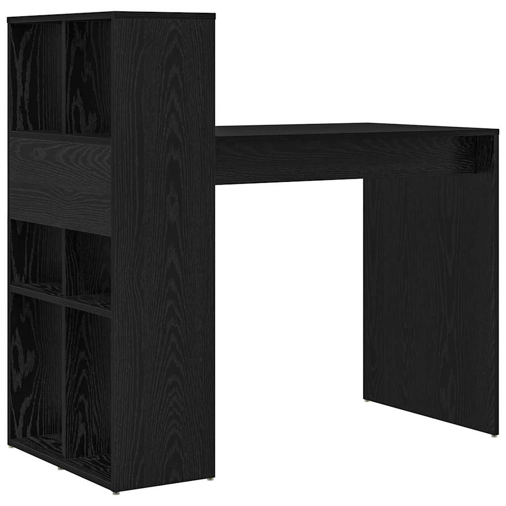 Bureau met plank Zwart Eiken 108 x 55 x 103.5 cm Bewerkt hout
