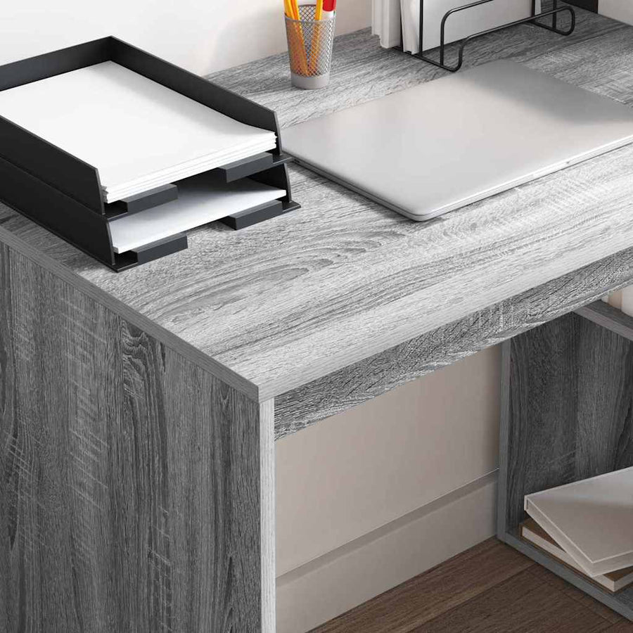 Bureau met plank Grijs Sonoma 108 x 55 x 103.5 cm Bewerkt hout