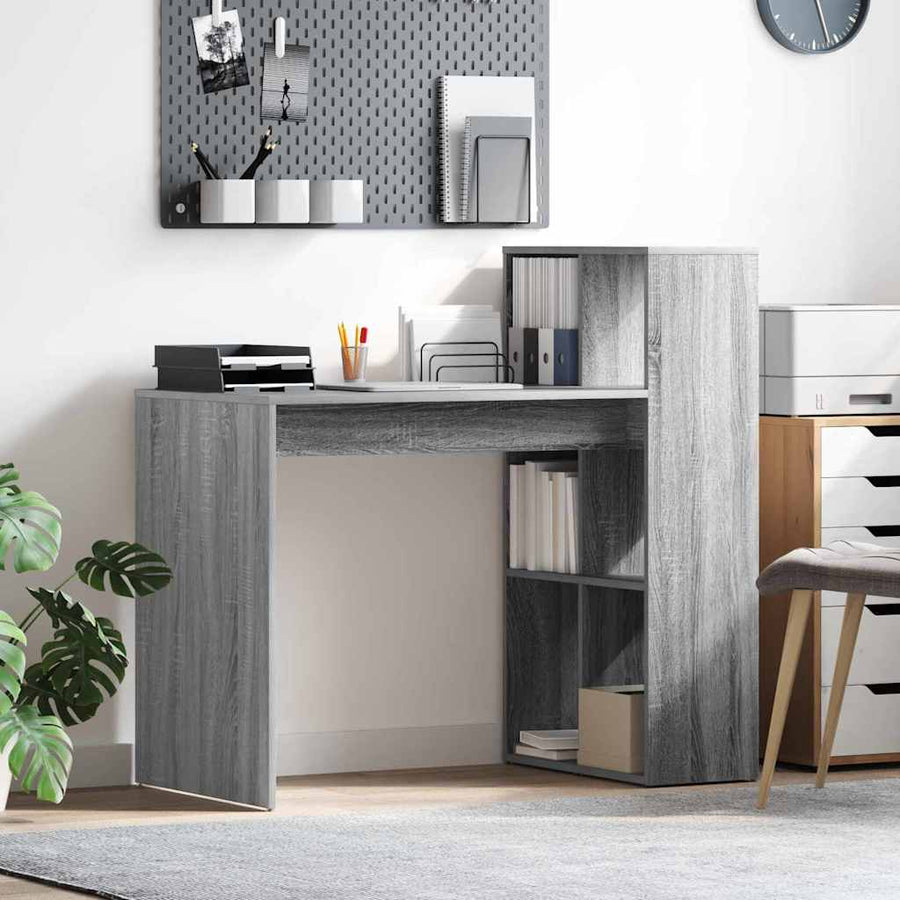 Bureau met plank Grijs Sonoma 108 x 55 x 103.5 cm Bewerkt hout