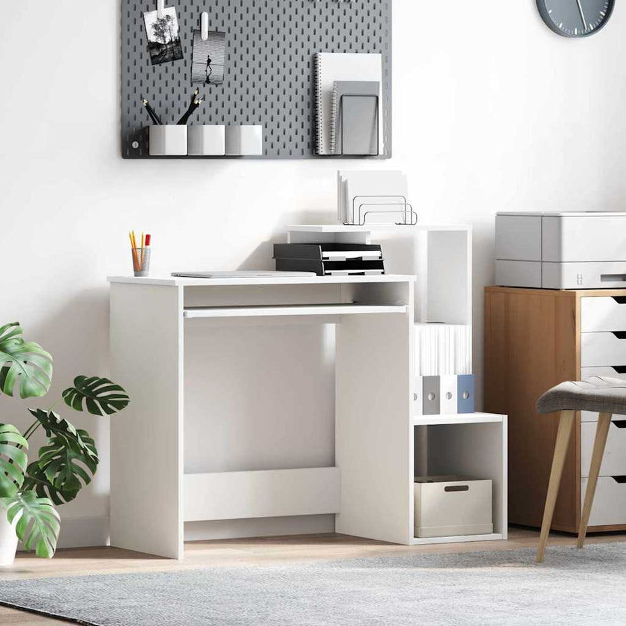 Bureau met lade met plank Wit 106 x 41 x 88.5 cm Bewerkt hout