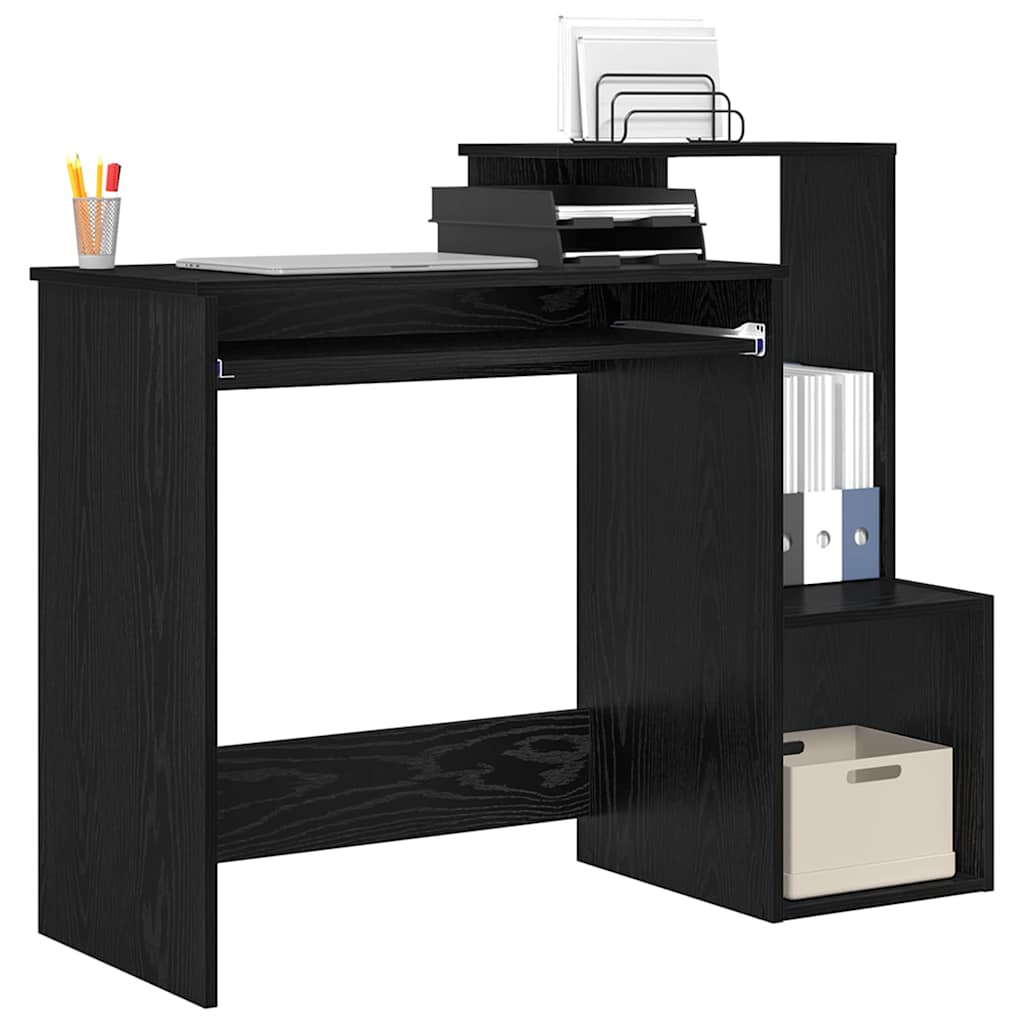 Bureau met lade Zwart Eiken 106 x 41 x 88.5 cm Bewerkt hout