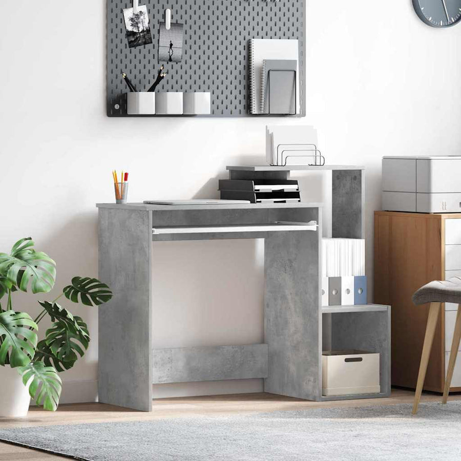 Bureau met lade Beton Grijs 106 x 41 x 88.5 cm Bewerkt hout