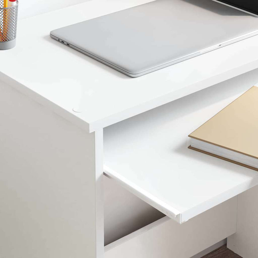 Bureau met lade met plank Wit 120,5 x 44 x 88,5 cm Bewerkt hout