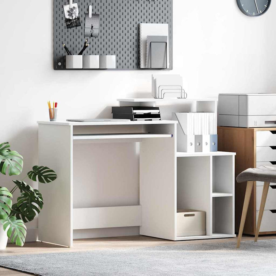 Bureau met lade met plank Wit 120,5 x 44 x 88,5 cm Bewerkt hout