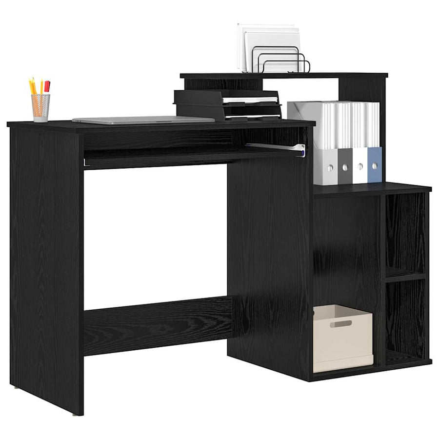 Bureau met lade Zwart Eiken 120,5 x 44 x 88,5 cm Bewerkt hout