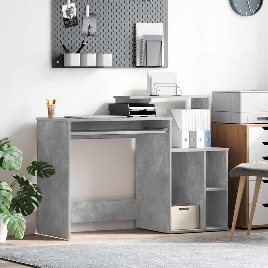 Bureau met lade Beton Grijs 120,5 x 44 x 88,5 cm Bewerkt hout