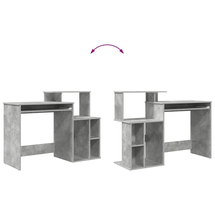 Bureau met lade Beton Grijs 120,5 x 44 x 88,5 cm Bewerkt hout