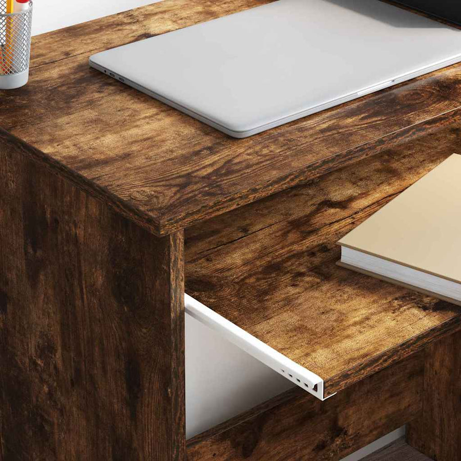 Bureau met lade Gerookt eiken 120,5 x 44 x 88,5 cm Bewerkt hout