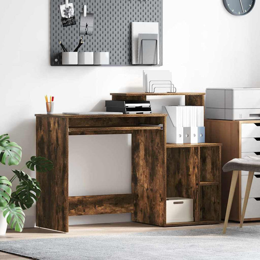 Bureau met lade Gerookt eiken 120,5 x 44 x 88,5 cm Bewerkt hout