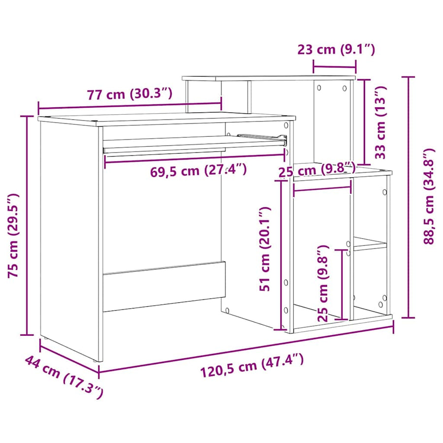 Bureau met lade Oud Hout 120,5 x 44 x 88,5 cm Bewerkt hout
