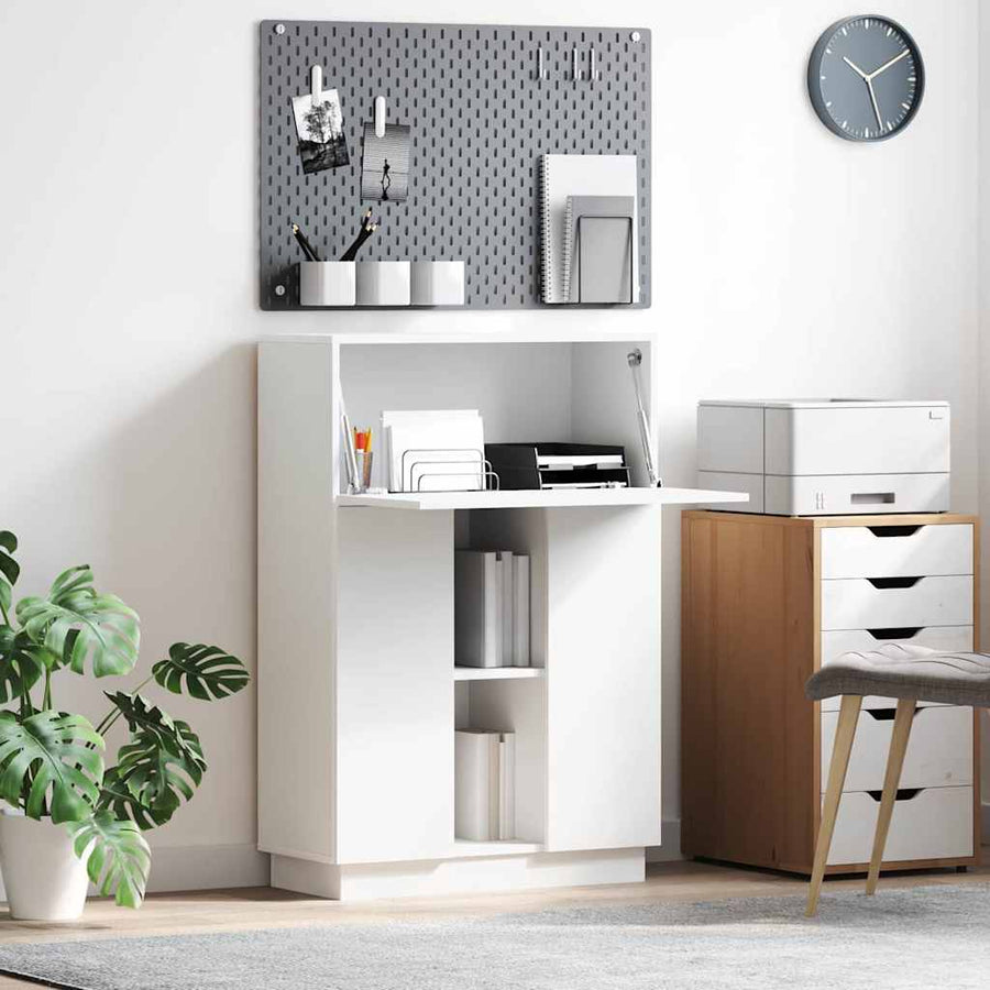 Bureau met plank Wit 71,5 x 31,5 x 106,5 cm Bewerkt hout