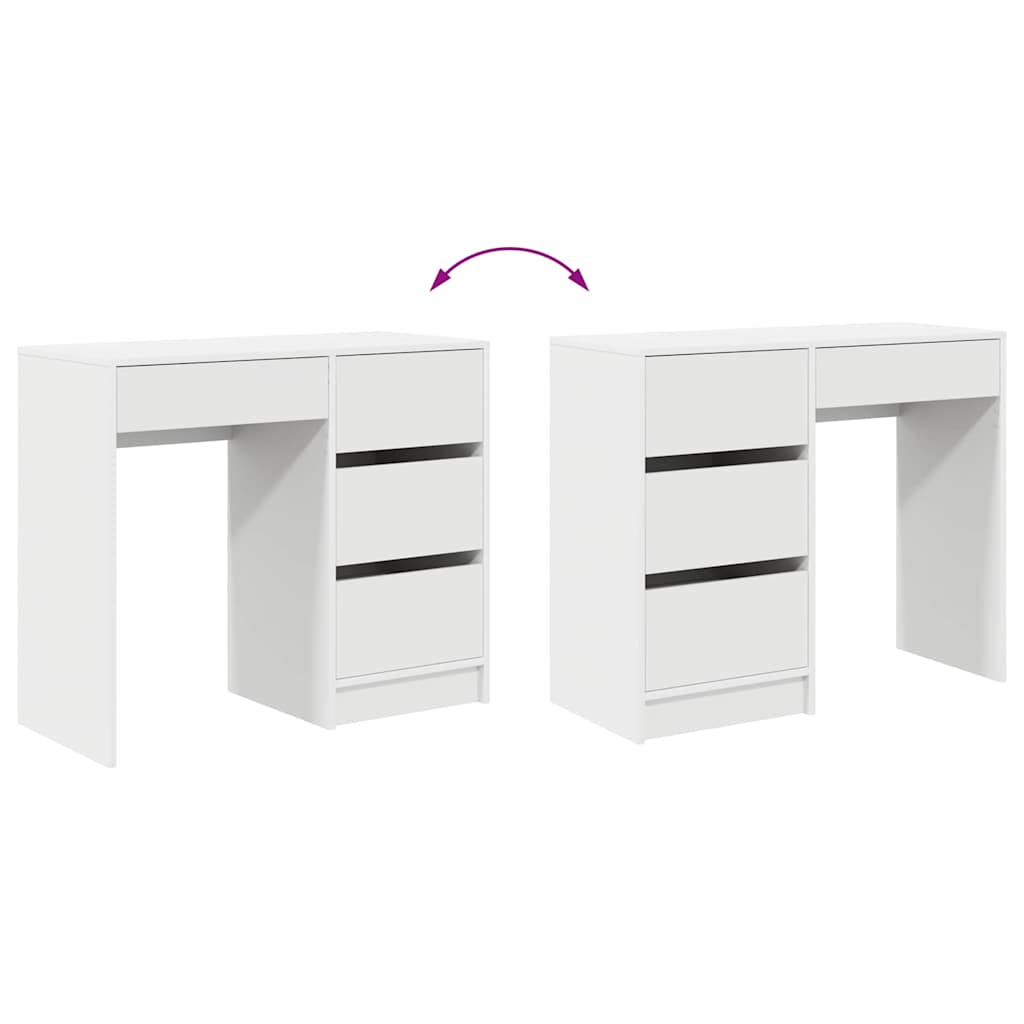Bureau met lade met opslag Wit 90 x 37,5 x 75 cm Bewerkt hout