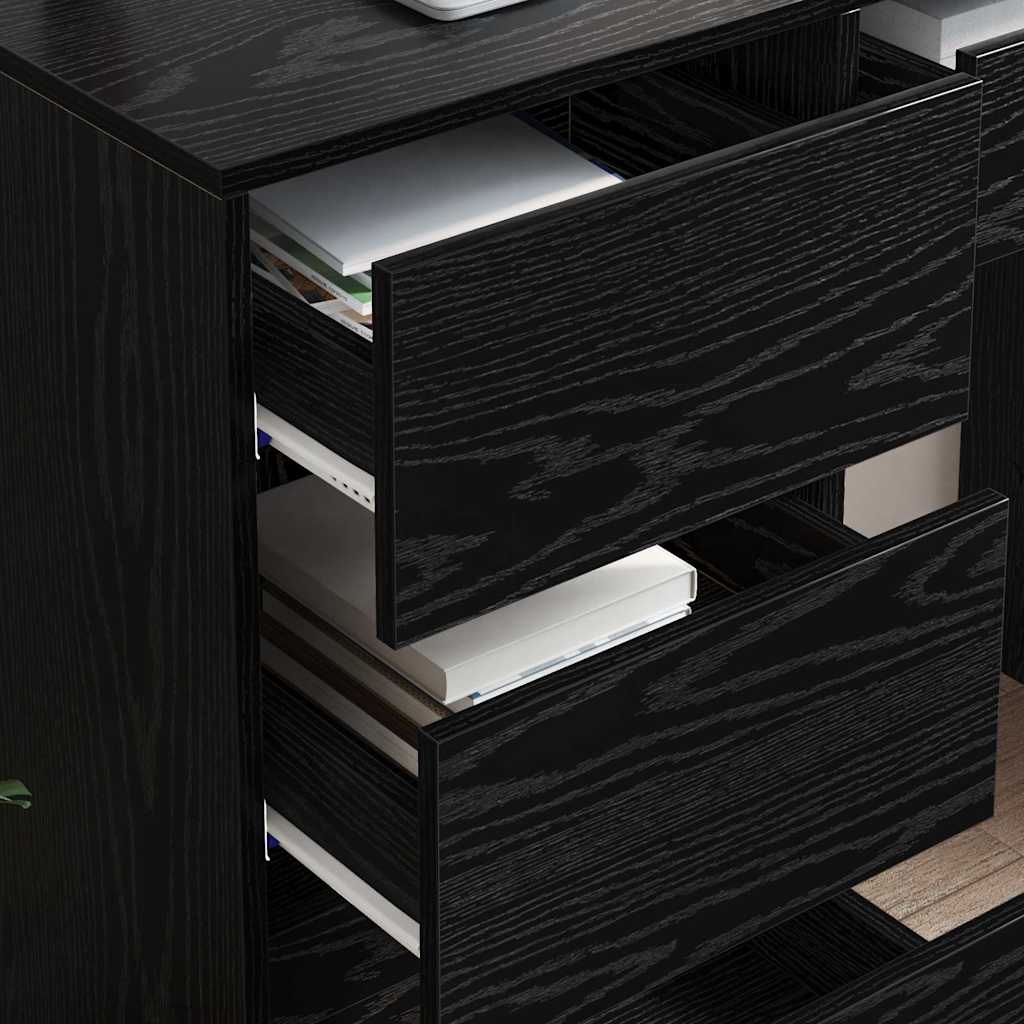 Bureau met lade Zwart Eiken 90 x 37,5 x 75 cm Bewerkt hout