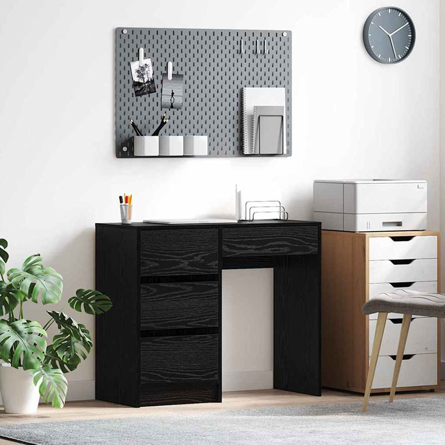 Bureau met lade Zwart Eiken 90 x 37,5 x 75 cm Bewerkt hout