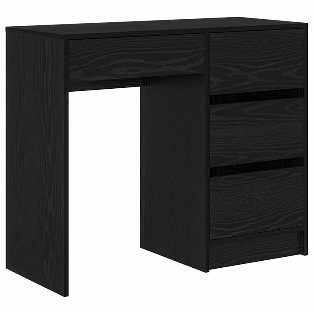 Bureau met lade Zwart Eiken 90 x 37,5 x 75 cm Bewerkt hout