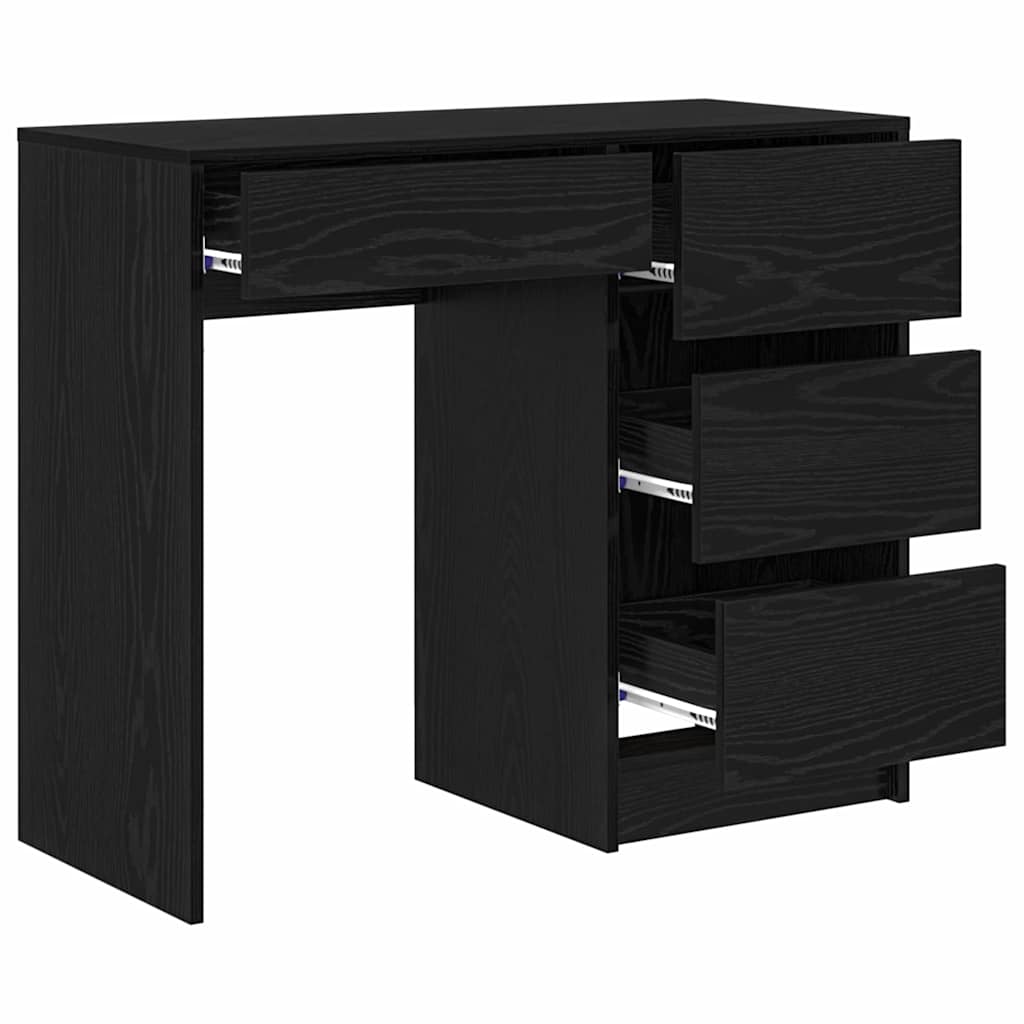 Bureau met lade Zwart Eiken 90 x 37,5 x 75 cm Bewerkt hout