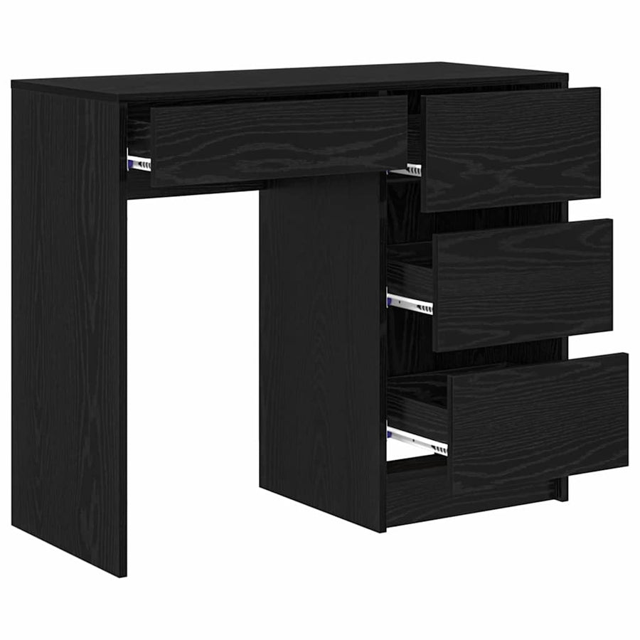 Bureau met lade Zwart Eiken 90 x 37,5 x 75 cm Bewerkt hout