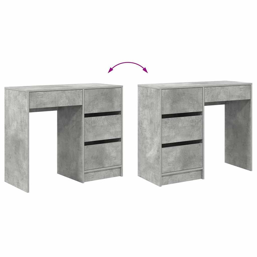 Bureau met lade Beton Grijs 90 x 37,5 x 75 cm Bewerkt hout