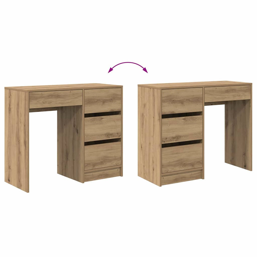 Bureau met lade Artisan Eiken 90 x 37,5 x 75 cm Bewerkt hout