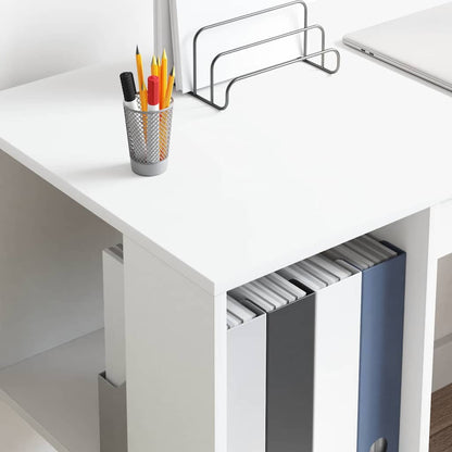 Bureau met plank met opslag Wit 130 x 50.5 x 75 cm Bewerkt hout