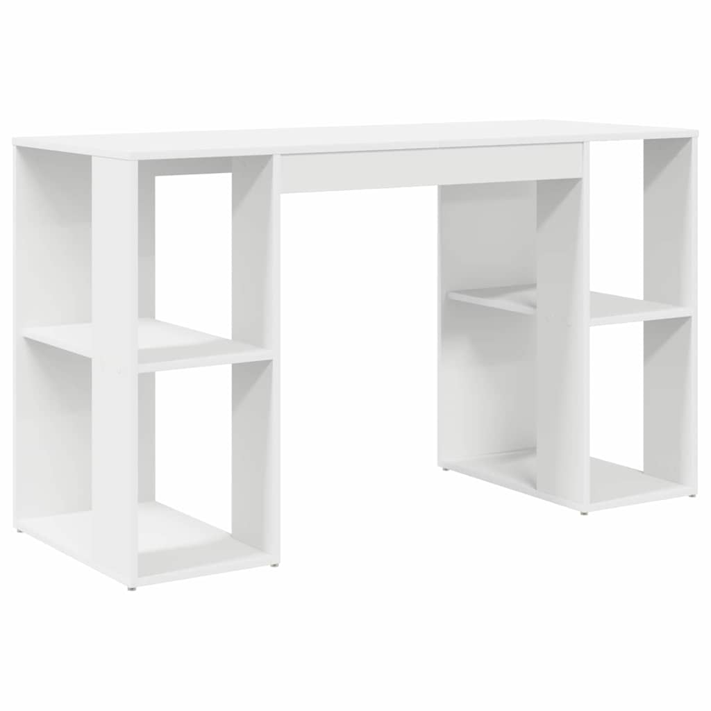 Bureau met plank met opslag Wit 130 x 50.5 x 75 cm Bewerkt hout