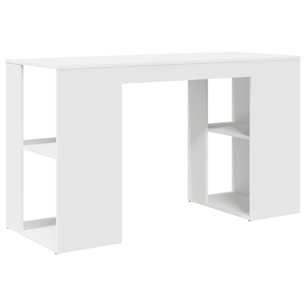 Bureau met plank met opslag Wit 130 x 50.5 x 75 cm Bewerkt hout