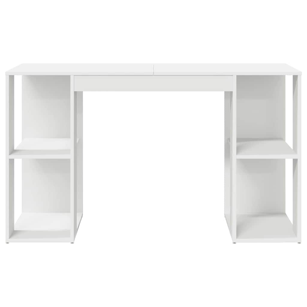 Bureau met plank met opslag Wit 130 x 50.5 x 75 cm Bewerkt hout