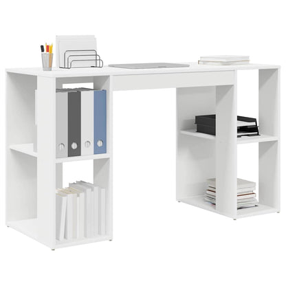 Bureau met plank met opslag Wit 130 x 50.5 x 75 cm Bewerkt hout
